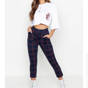 Tartan Check Tapered Pants